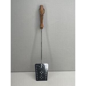 Vtg EKCO USA Slotted Spatula Turner 19" – Chrome Plate Wood Handle MCM Cottage